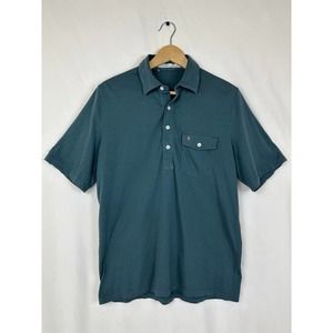 Criquet Polo Shirt Men's Medium Teal 100% Cotton Short Sleeve Classic Collared